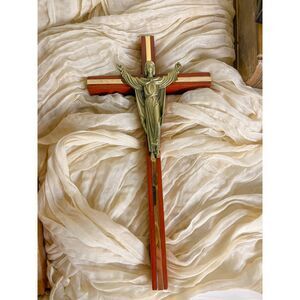 Brass and Wood Crucifix